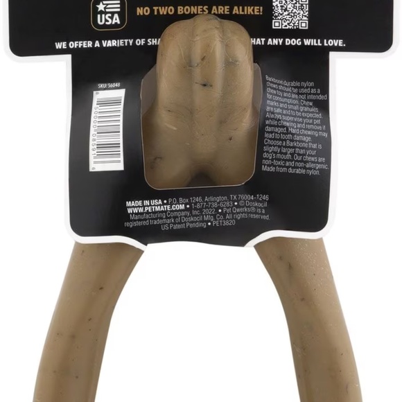 Wishbone BarkBone - Nylon Chew Toy for Aggressive Chewers - Peanut Butter - Picture 3 of 3